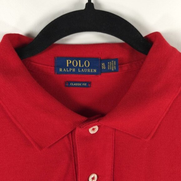 NWT POLO RALPH LAUREN CLASSIC FIT Red Mesh Polo Shirt 100% COTTON Size XL - Picture 5 of 9